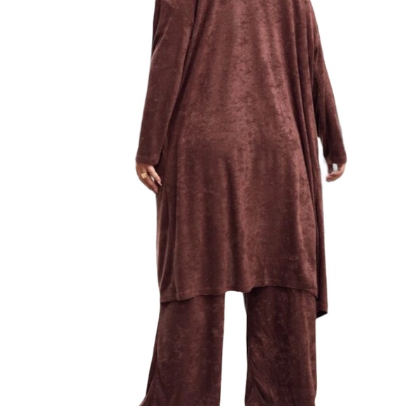 Plus Dual Pocket Drop Shoulder Open Front Flannel Coat - Picture 2 of 7